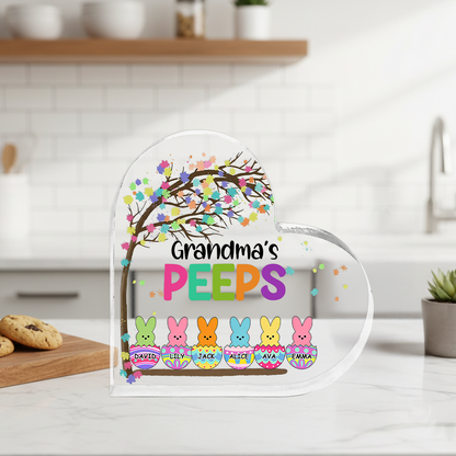 Grandma Peep Easter - Personalized Heart Shape Acrylic Plaque