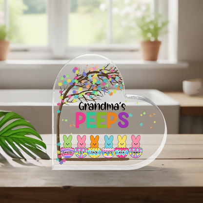 Grandma Peep Easter - Personalized Heart Shape Acrylic Plaque