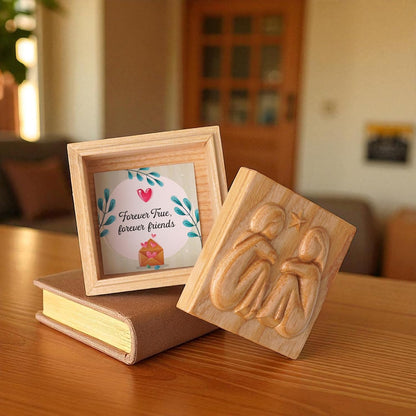 Hand-Carved Wooden Friendship Keepsake Box, Sculpted Hand-Painted Keepsake Box Forever True, Forever Friends, Holds Jewelry and Treasures, Carving of Best Friends or Sisters, Soul Sister Gift, Bestie Birthday Gifts for Women