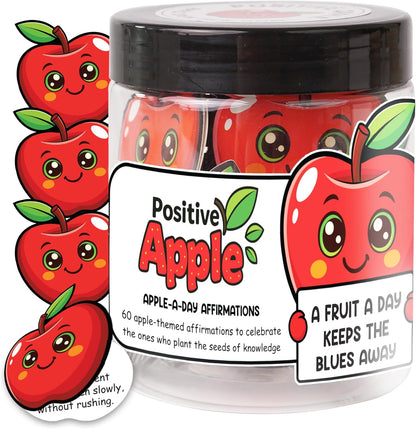 60 Positive Apple Daily Affirmation Cards Jar– Teacher Back to School Gifts - Apple for Teacher Gift - Teachers Gifts for Women -Teachers Day Graduation End of the Year Thank You Gift for Women