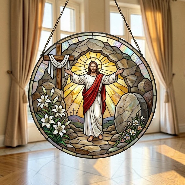 He Is Risen - Glass Suncatcher