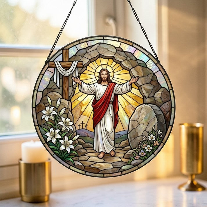 He Is Risen - Glass Suncatcher