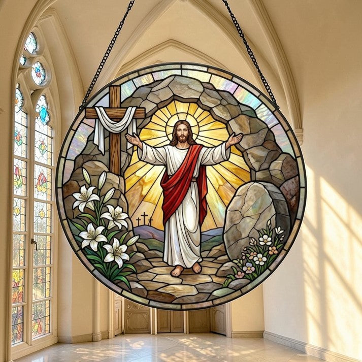 He Is Risen - Glass Suncatcher