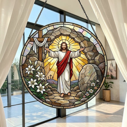 He Is Risen - Glass Suncatcher