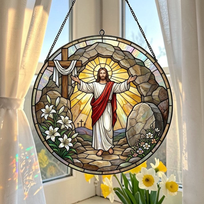 He Is Risen - Glass Suncatcher