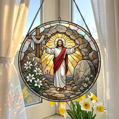 He Is Risen - Glass Suncatcher