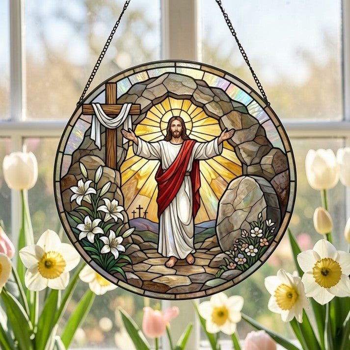 He Is Risen - Glass Suncatcher