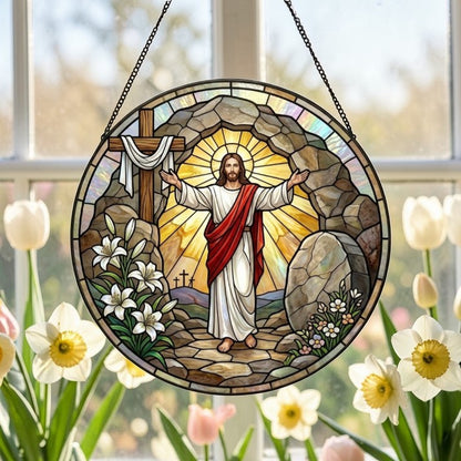 He Is Risen - Glass Suncatcher