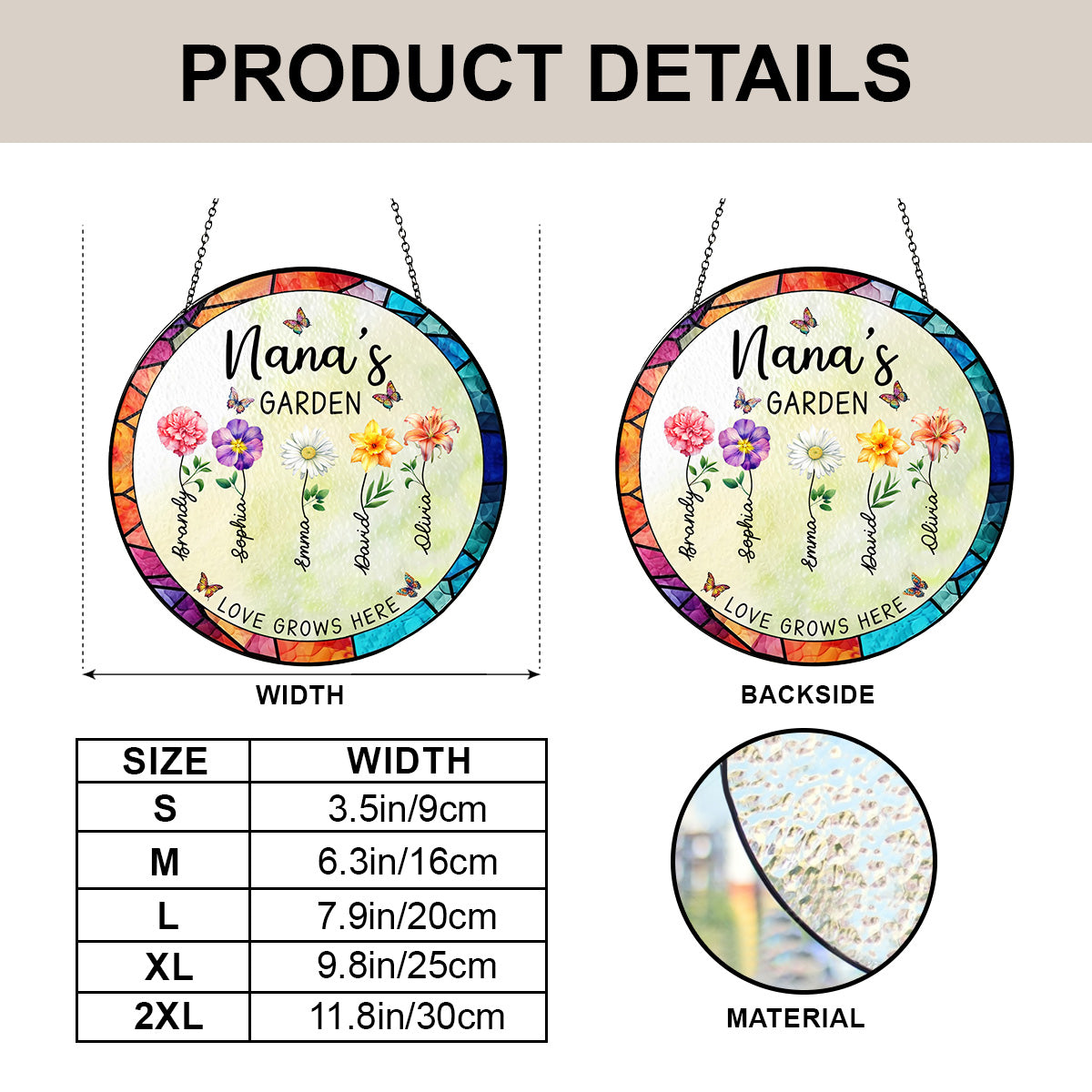 Grandma's Garden - Personalized Glass Suncatcher