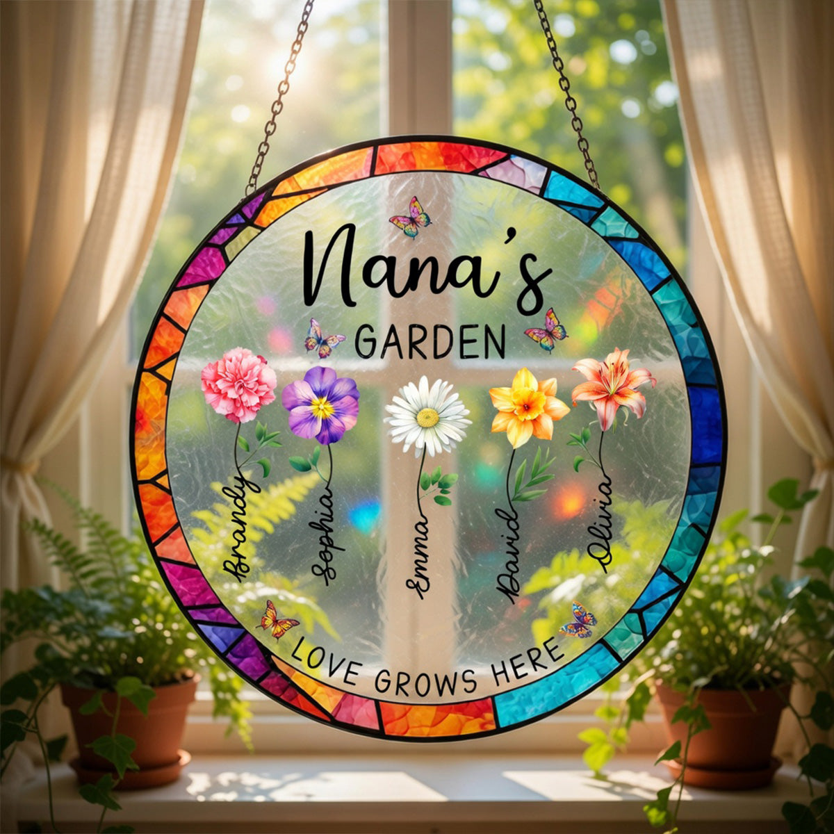 Grandma's Garden - Personalized Glass Suncatcher