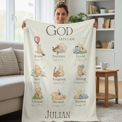 God Says I Am Baby - Personalized Sherpa Blanket