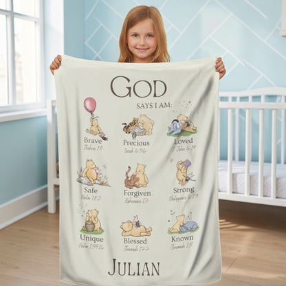 God Says I Am Baby - Personalized Sherpa Blanket