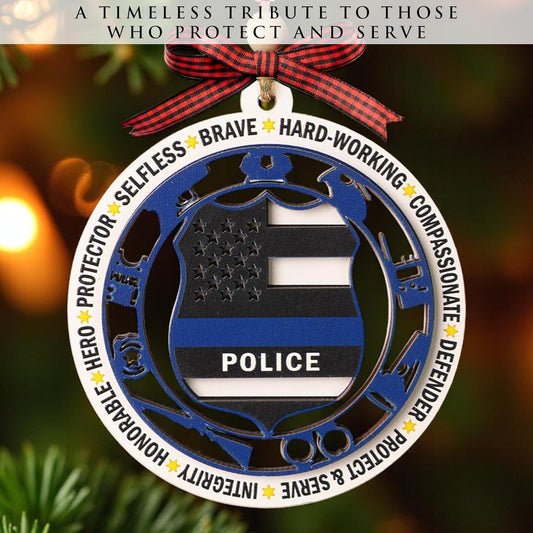 Police Ornaments for Christmas Tree, Thin Blue Line Ornament 2 Layer Wood & Acrylic for Police Officer, Cop Gifts for Christmas Decor, Christmas Ornaments 2025