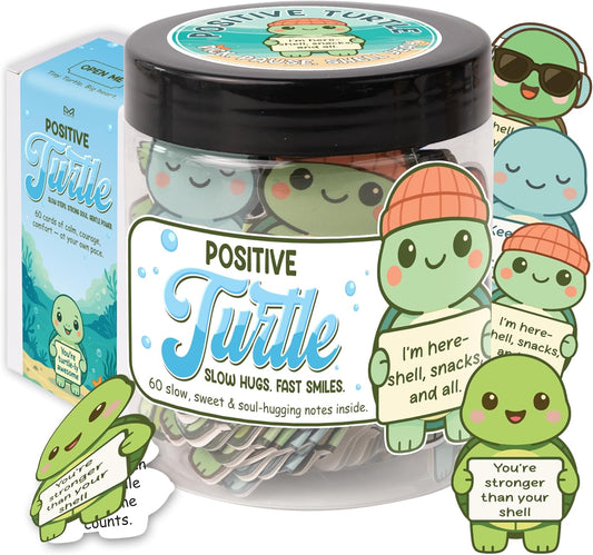 Positive Turtle Jar – 60 Funny Emotional Supports, Sea Turtle Gifts, Birthday Gifts for Women, Teens, Tweens, Girls –Turtle Decor, Trendy Teen Girl Stuff, Graduation Gifts, Back to School Gifts
