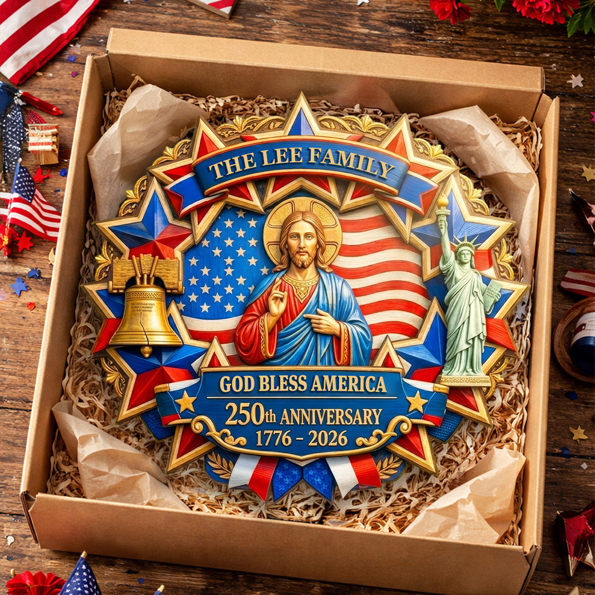 God Bless America - Personalized Door Sign