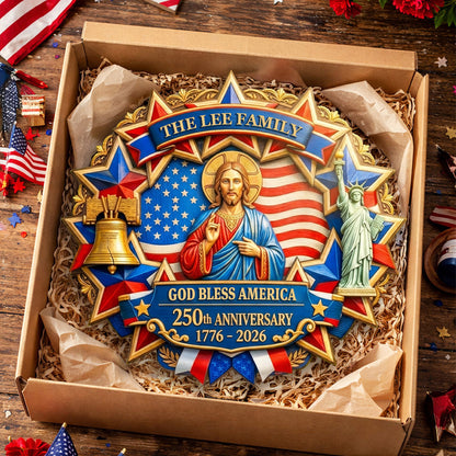 God Bless America - Personalized Door Sign
