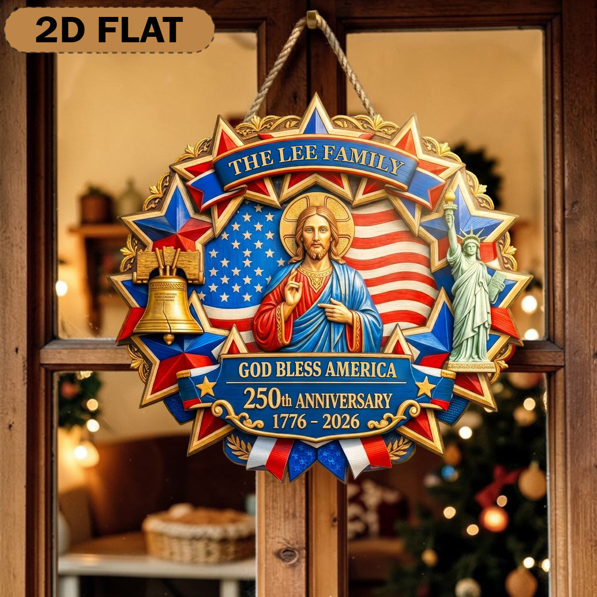 God Bless America - Personalized Door Sign