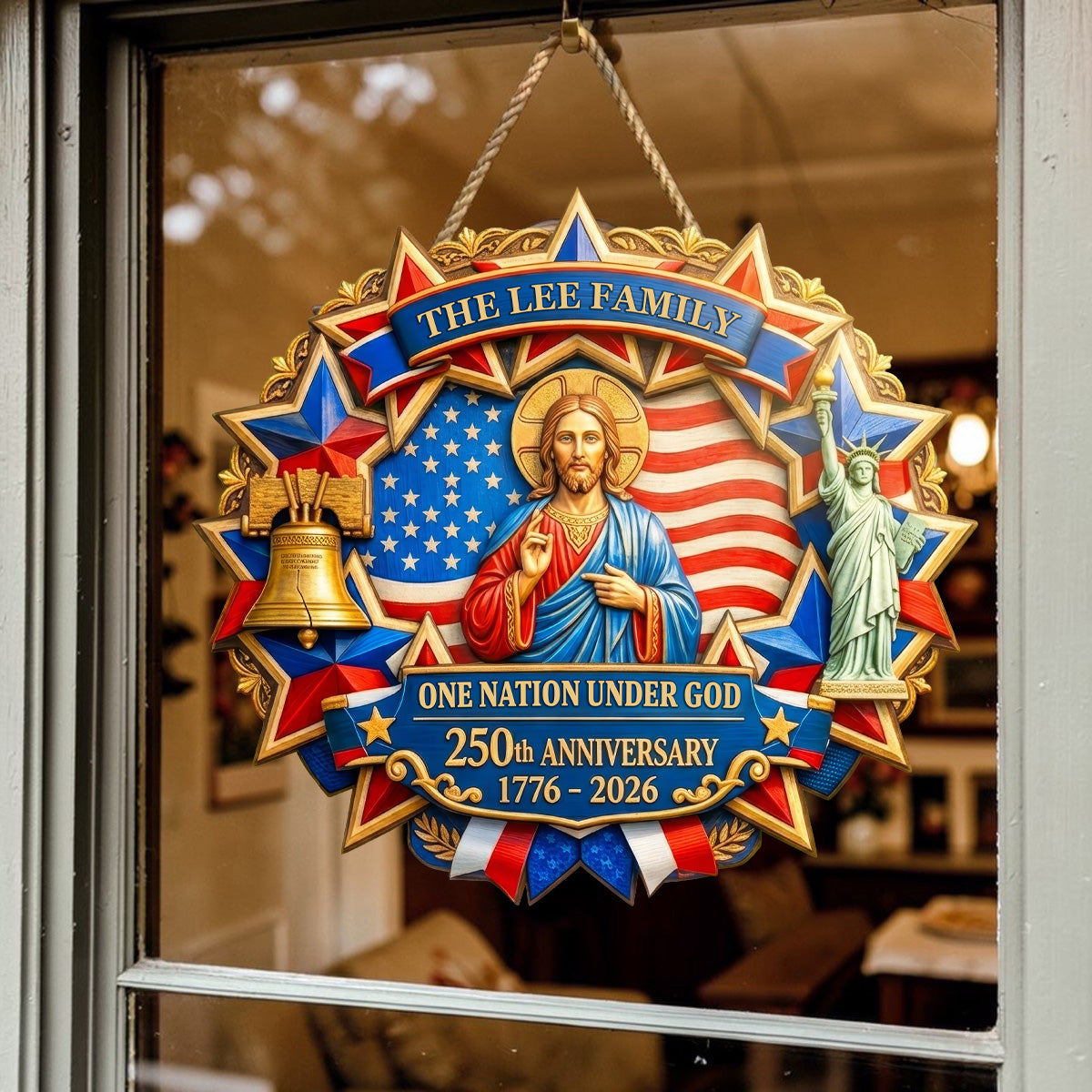 God Bless America - Personalized Door Sign