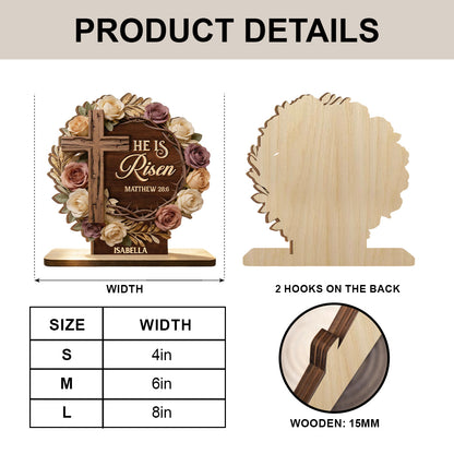 He Is Risen Flower Wreath - Personalized Wooden Plaque