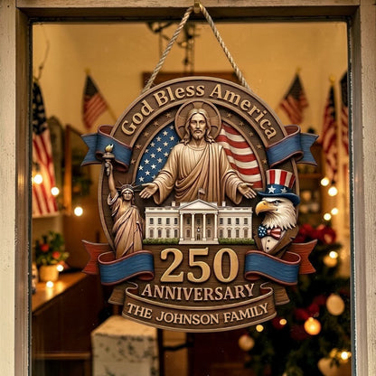 God Bless America - Personalized Door Sign
