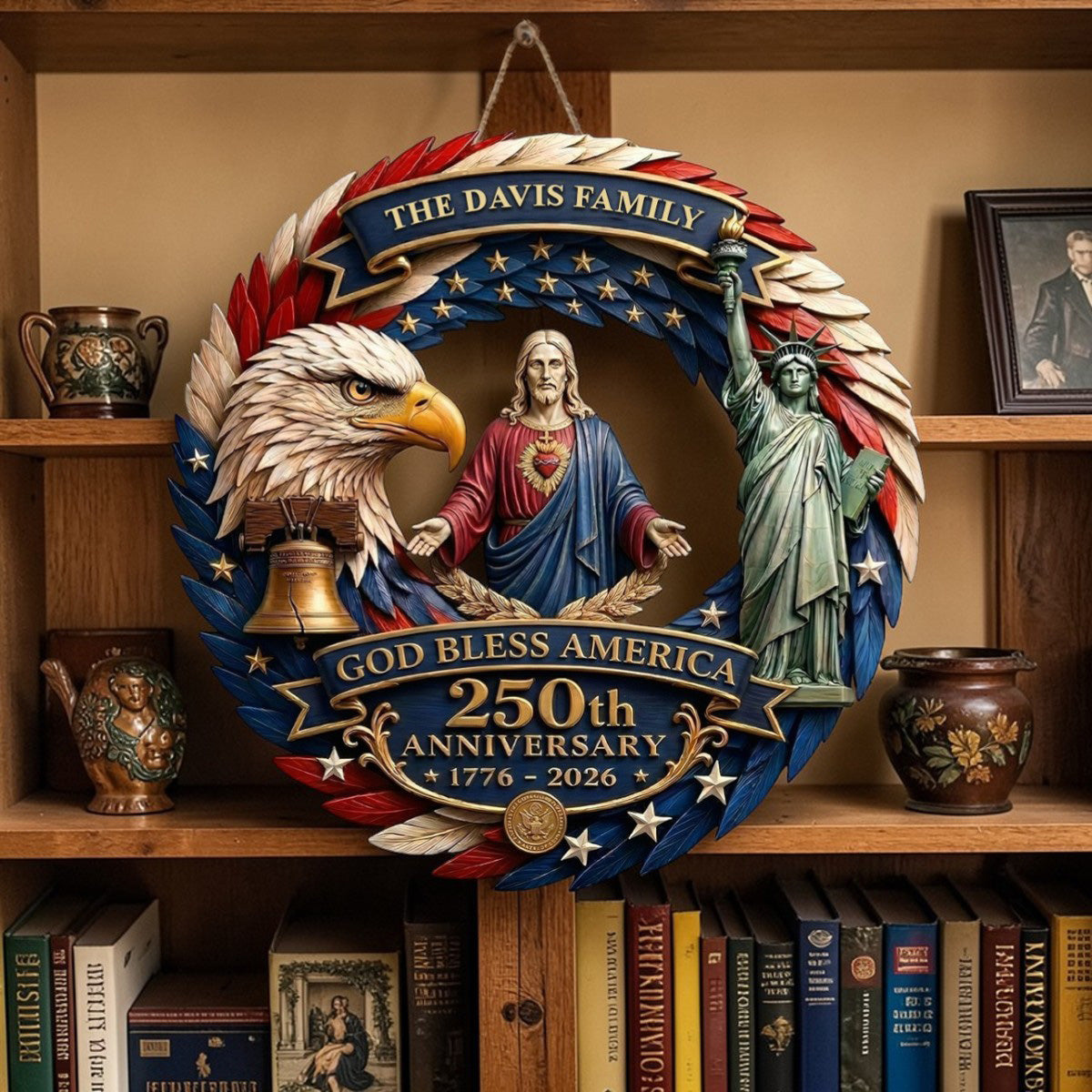 God Bless America - Personalized Door Sign
