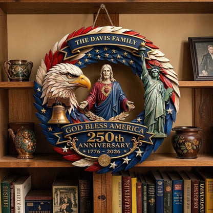 God Bless America - Personalized Door Sign