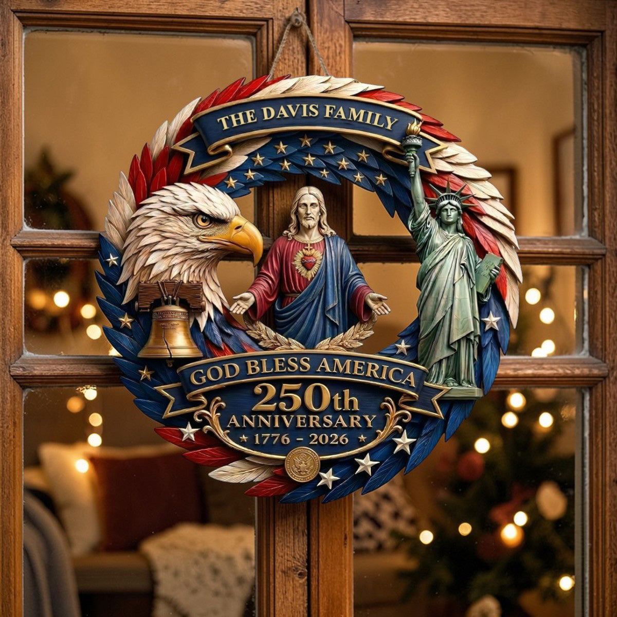 God Bless America - Personalized Door Sign