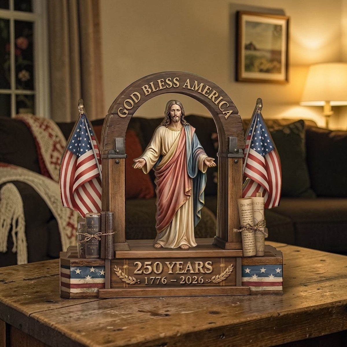 God Bless America  - Wooden Block