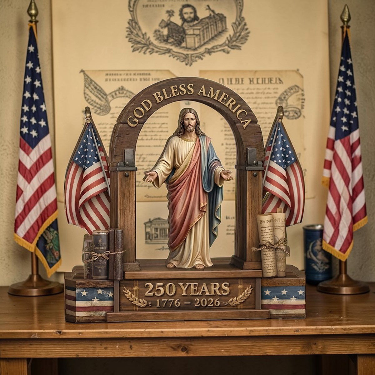 God Bless America  - Wooden Block