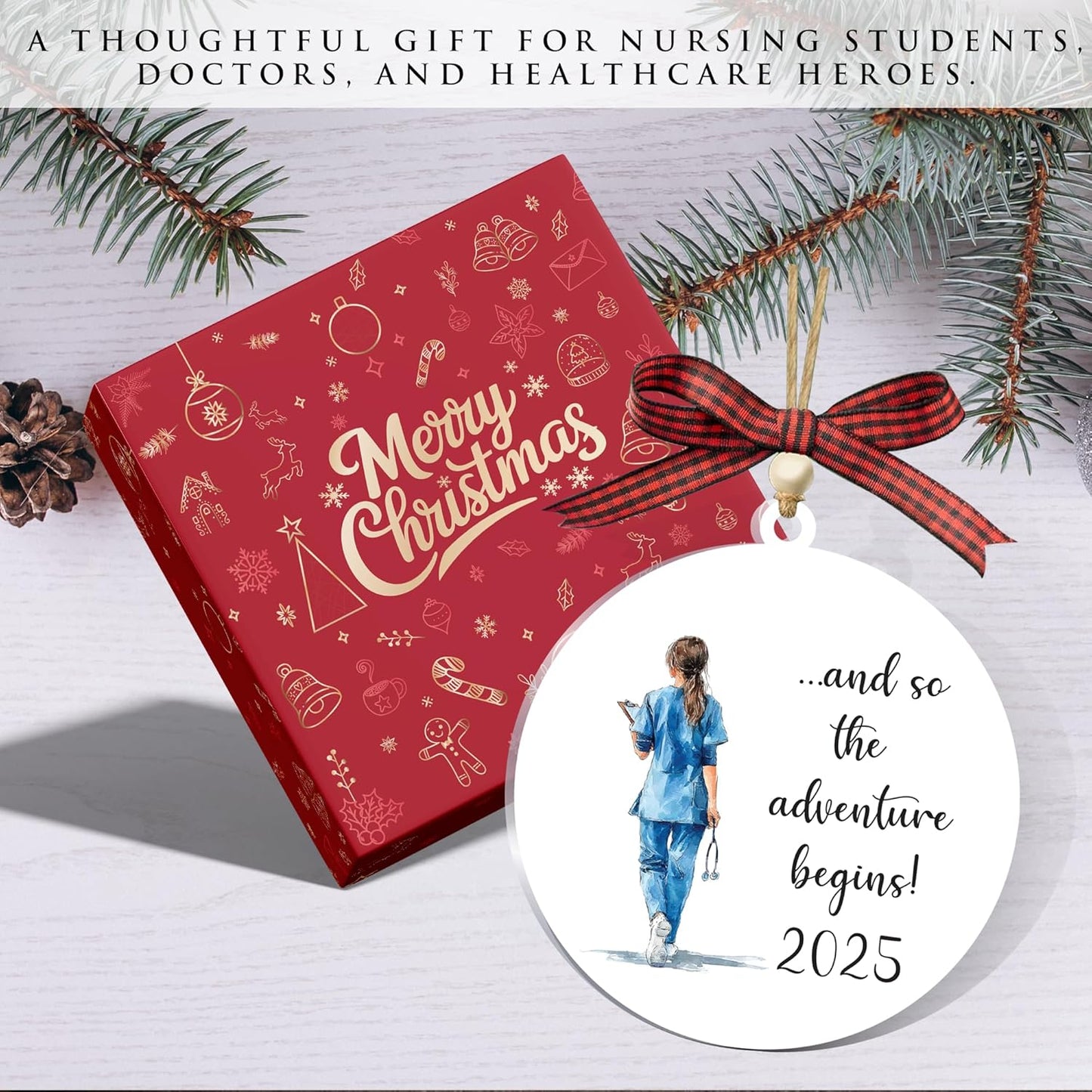 Nurse Ornament 2025 – Graduation Keepsake for Nursing Students, Thoughtful Present for Nurse Graduates, Unique Ornament for Women