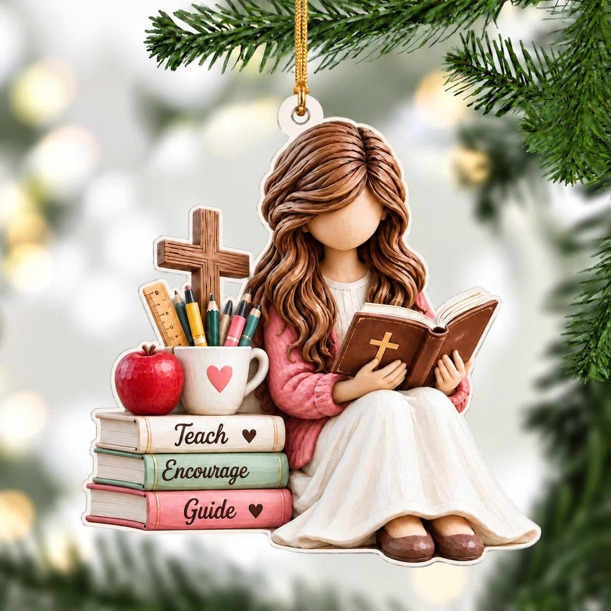 Christian Teacher Prayer Christmas Ornament – Faith & Inspiration Gift for Teachers