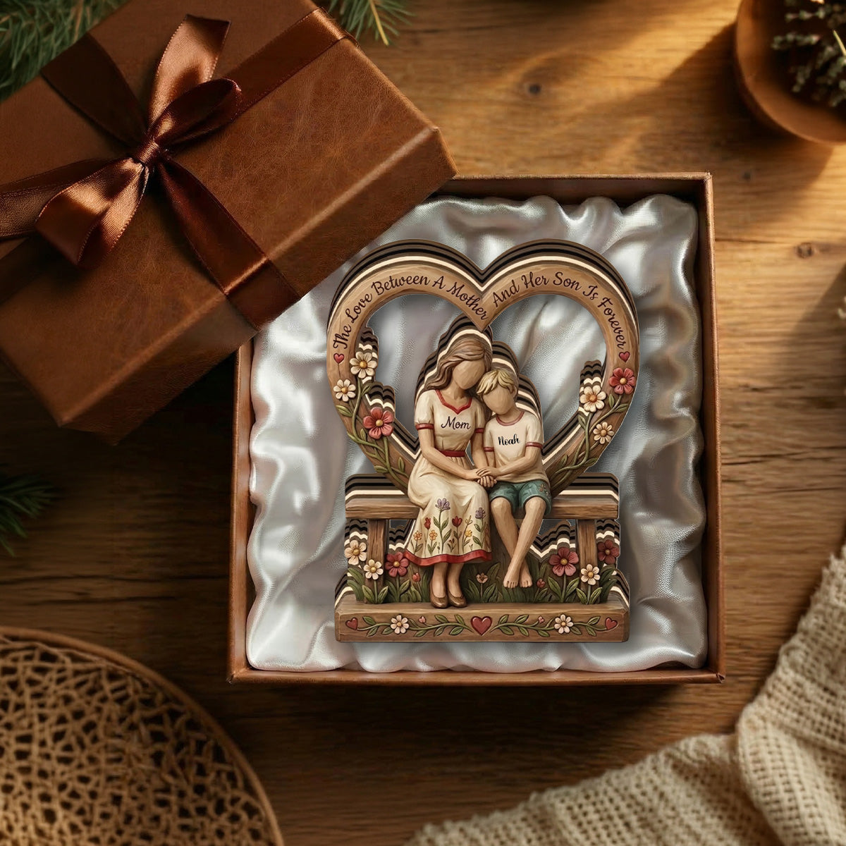 The Love Between A Mother And Her Child Is Forever - Personalized  Wooden Block