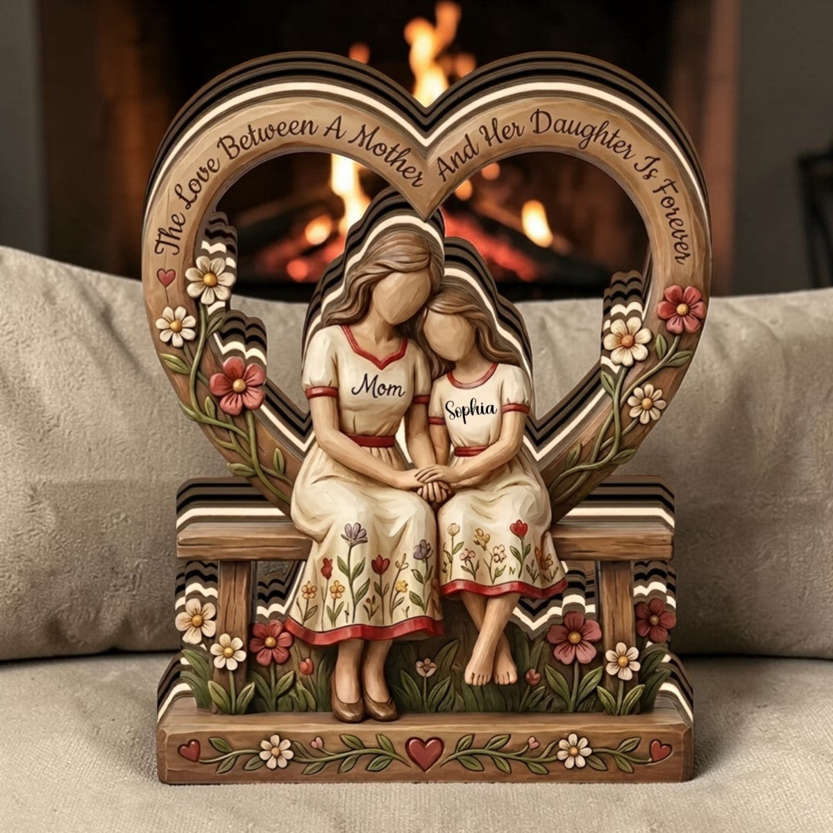The Love Between A Mother And Her Child Is Forever - Personalized  Wooden Block