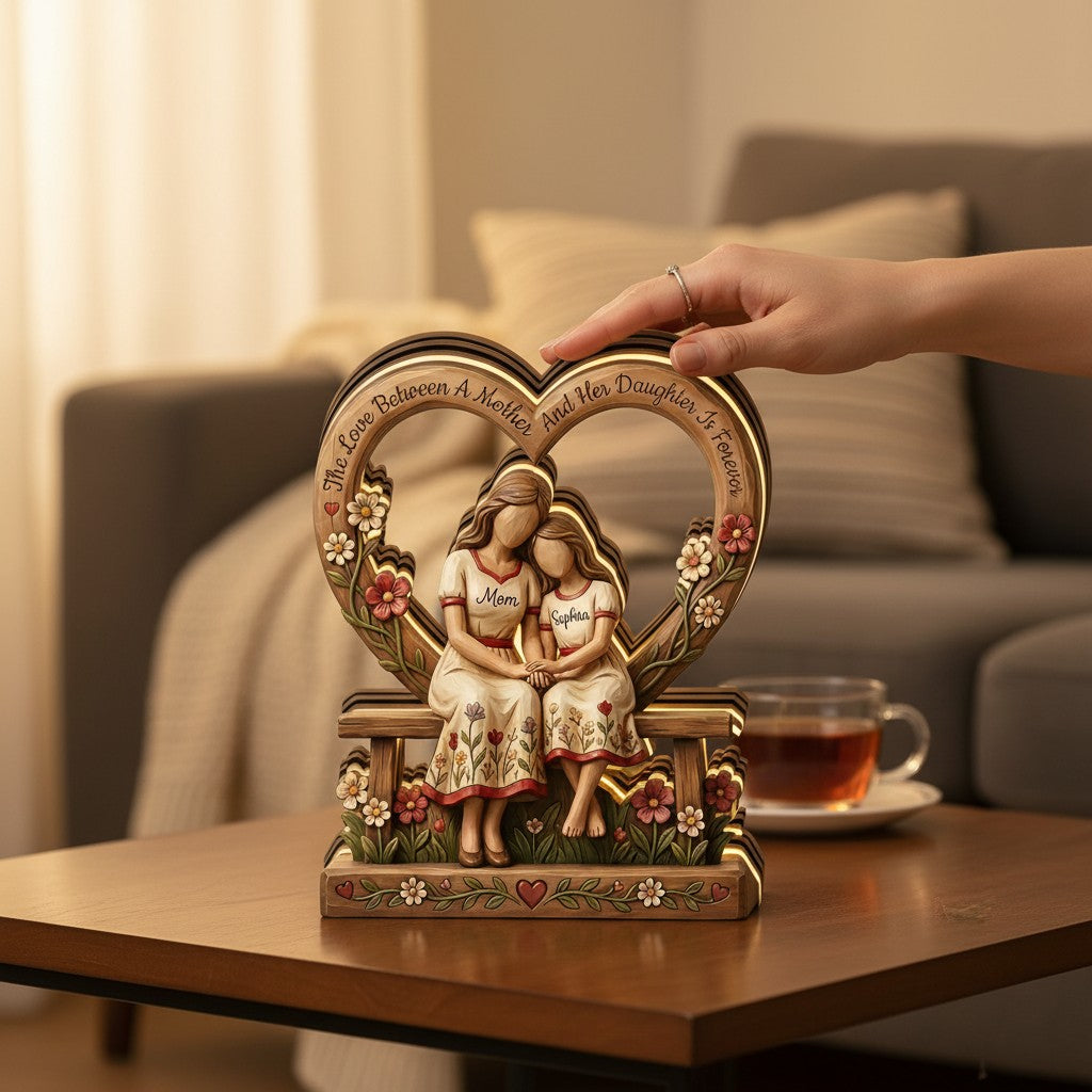 The Love Between A Mother And Her Child Is Forever - Personalized  Wooden Block