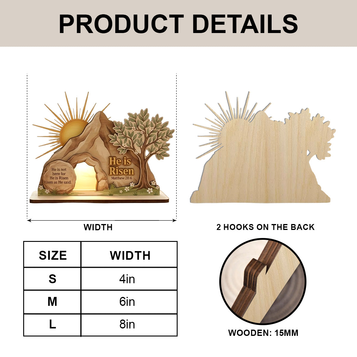He Is Risen - Wooden Plaque