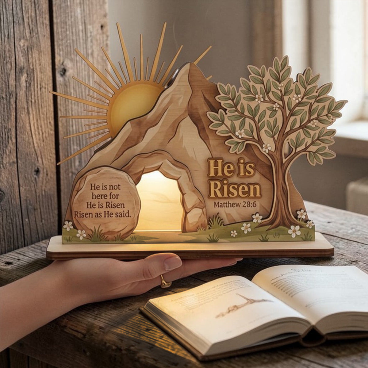 He Is Risen - Wooden Plaque