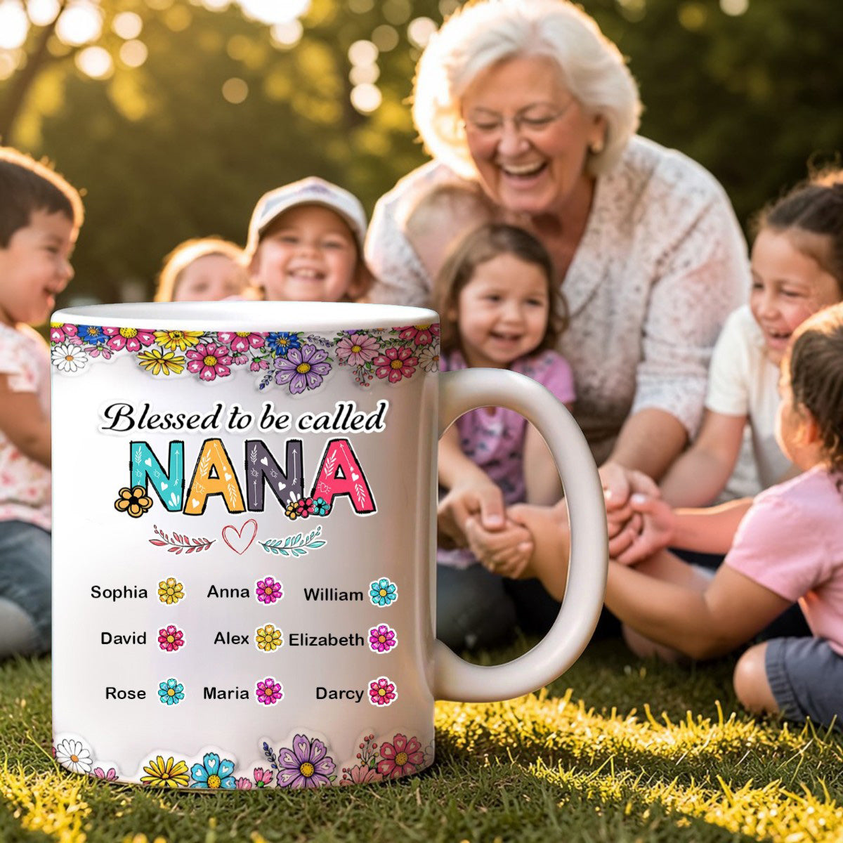 Blessed Nana Spring Flowers - Personalized Ceramic Mug