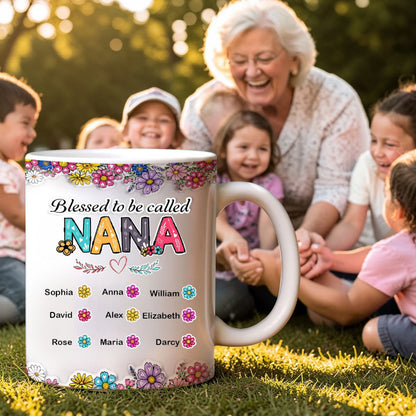 Blessed Nana Spring Flowers - Personalized Ceramic Mug