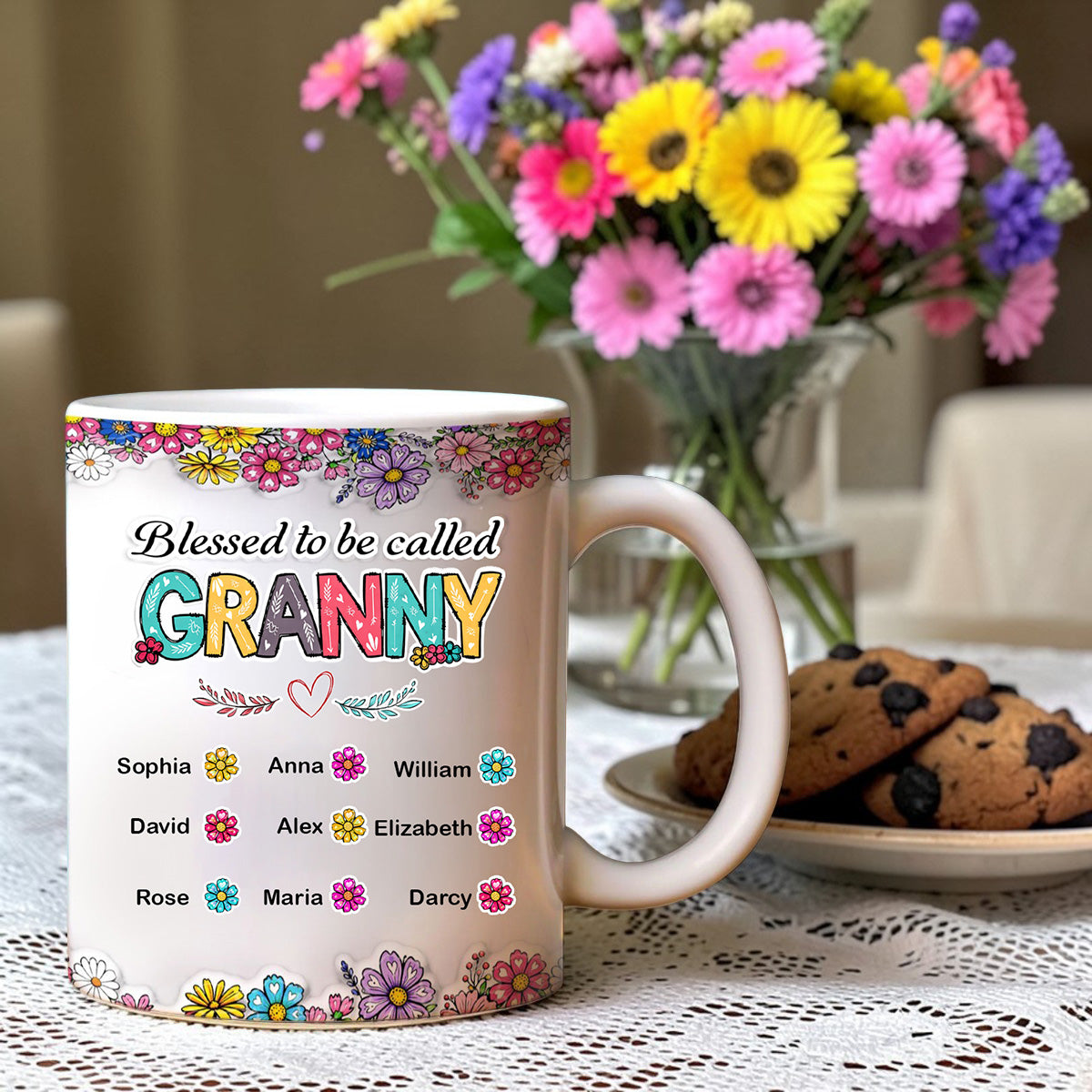 Blessed Nana Spring Flowers - Personalized Ceramic Mug