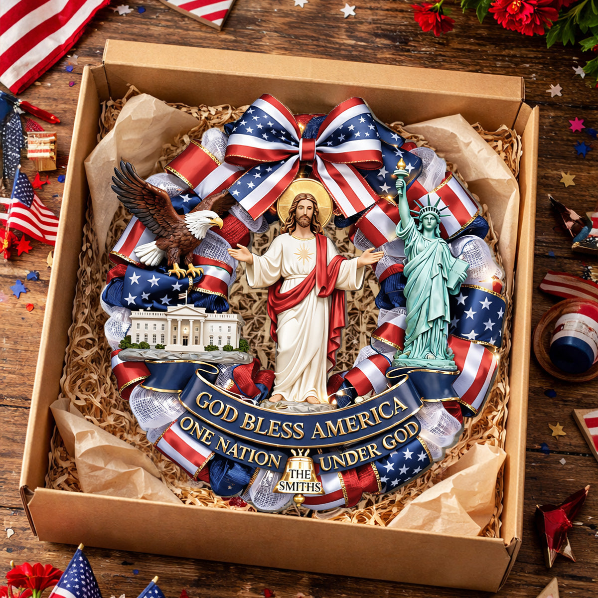 God Bless America - Personalized Door Sign