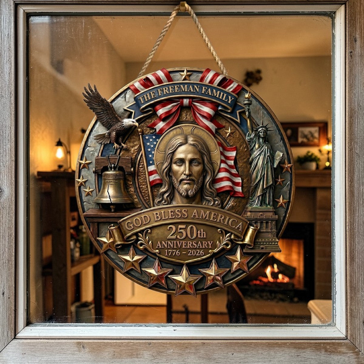 God Bless America - Personalized Door Sign