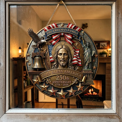 God Bless America - Personalized Door Sign