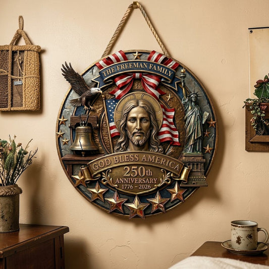 God Bless America - Personalized Door Sign
