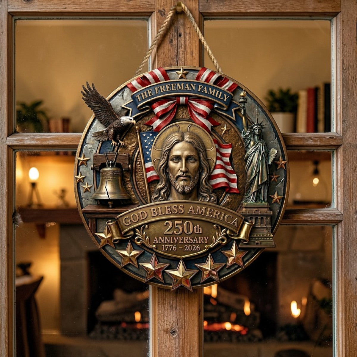 God Bless America - Personalized Door Sign
