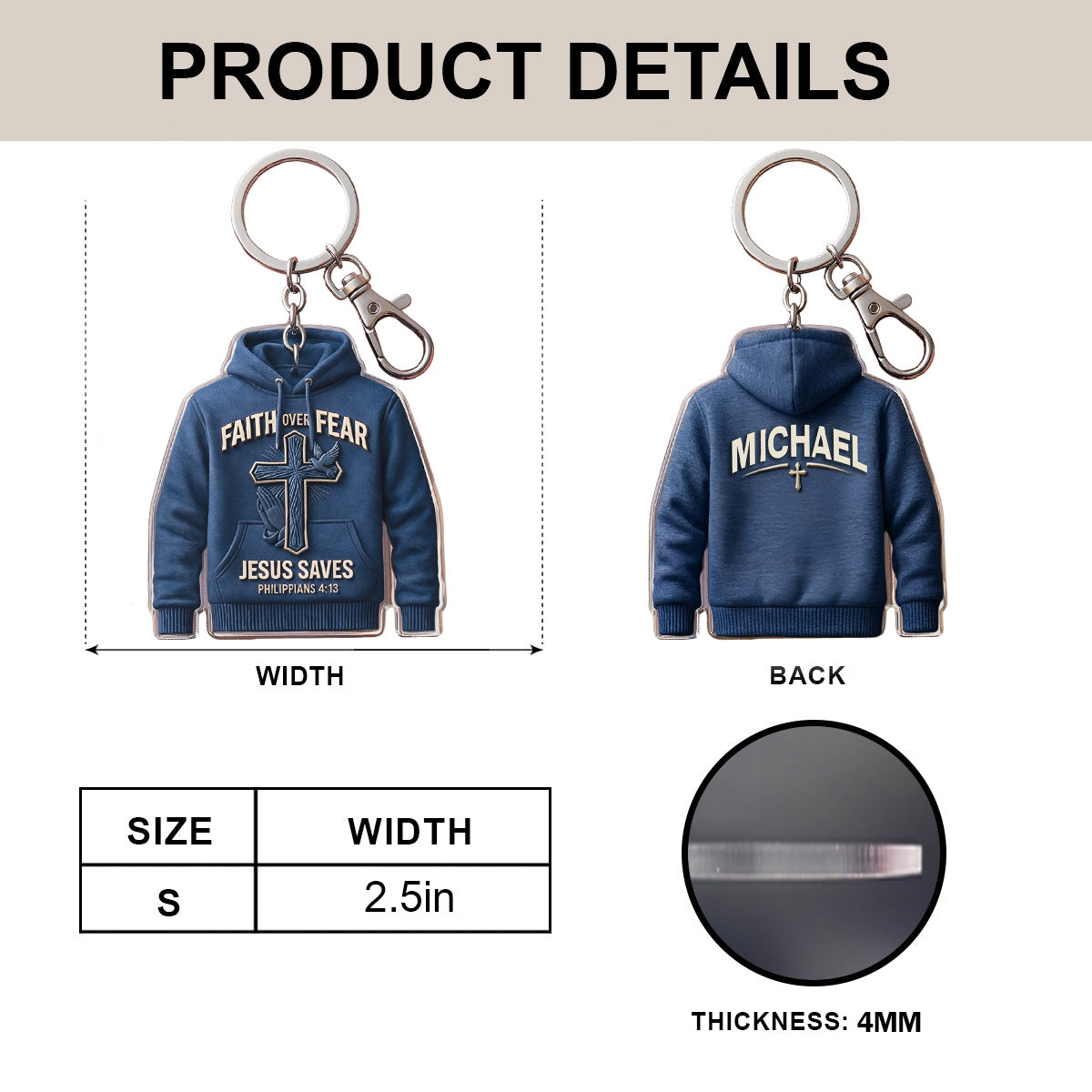 Faith Over Fear - Personalized  Keychain