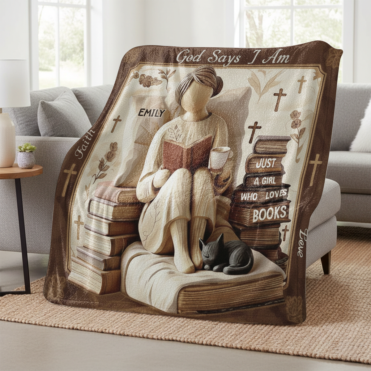 God says I Am - Personalized  Sherpa Blanket