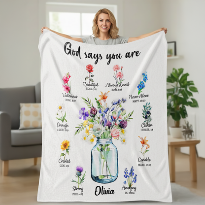 God Says You Are - Personalized Sherpa Blanket