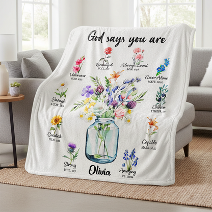God Says You Are - Personalized Sherpa Blanket