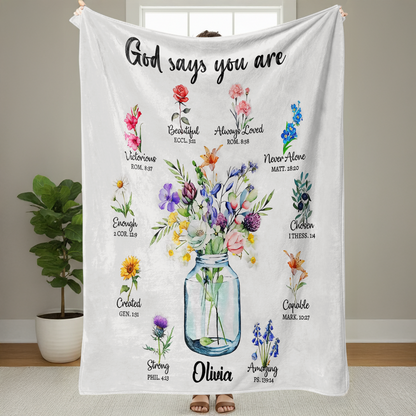 God Says You Are - Personalized Sherpa Blanket