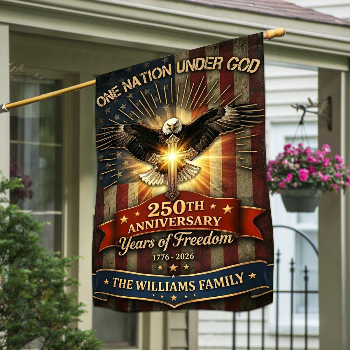 One Nation Under God Jesus - Personalized Garden Flag